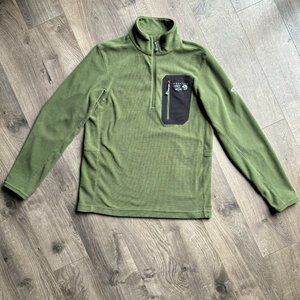 MOUNTAIN HARDWEAR LARGE MENS LIGHTWEIGHT 1/4 ZIP GREEN FLEECE PULL OVER JACKET